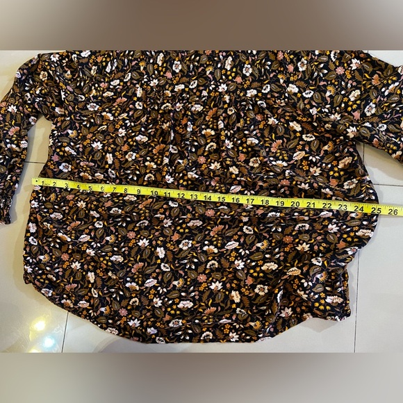 KNOX ROSE Black Print Smocked Long Sleeve Tie Neck BOHO Hippie Blouse - XL - Picture 13 of 16